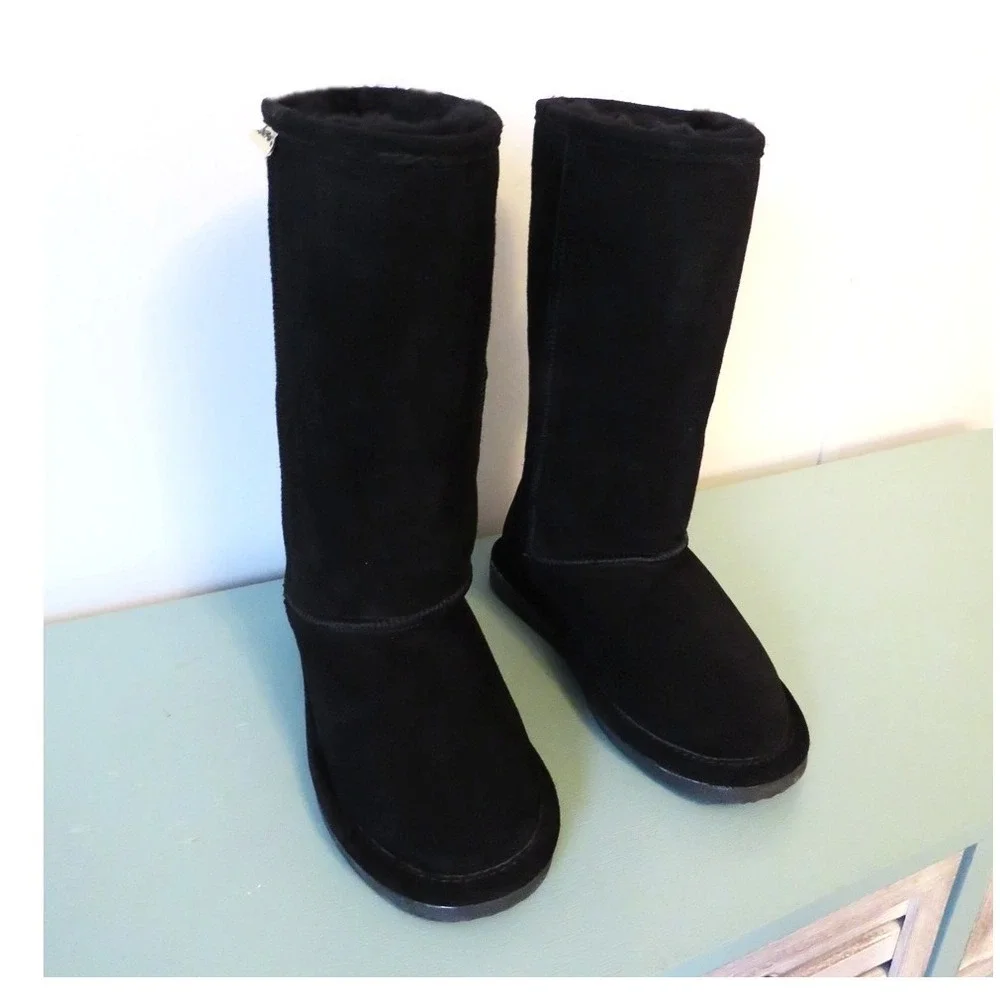 NWT BearPaw Tall Emma Classic Winter‎ Slip-On Boots Black Suede Size 6